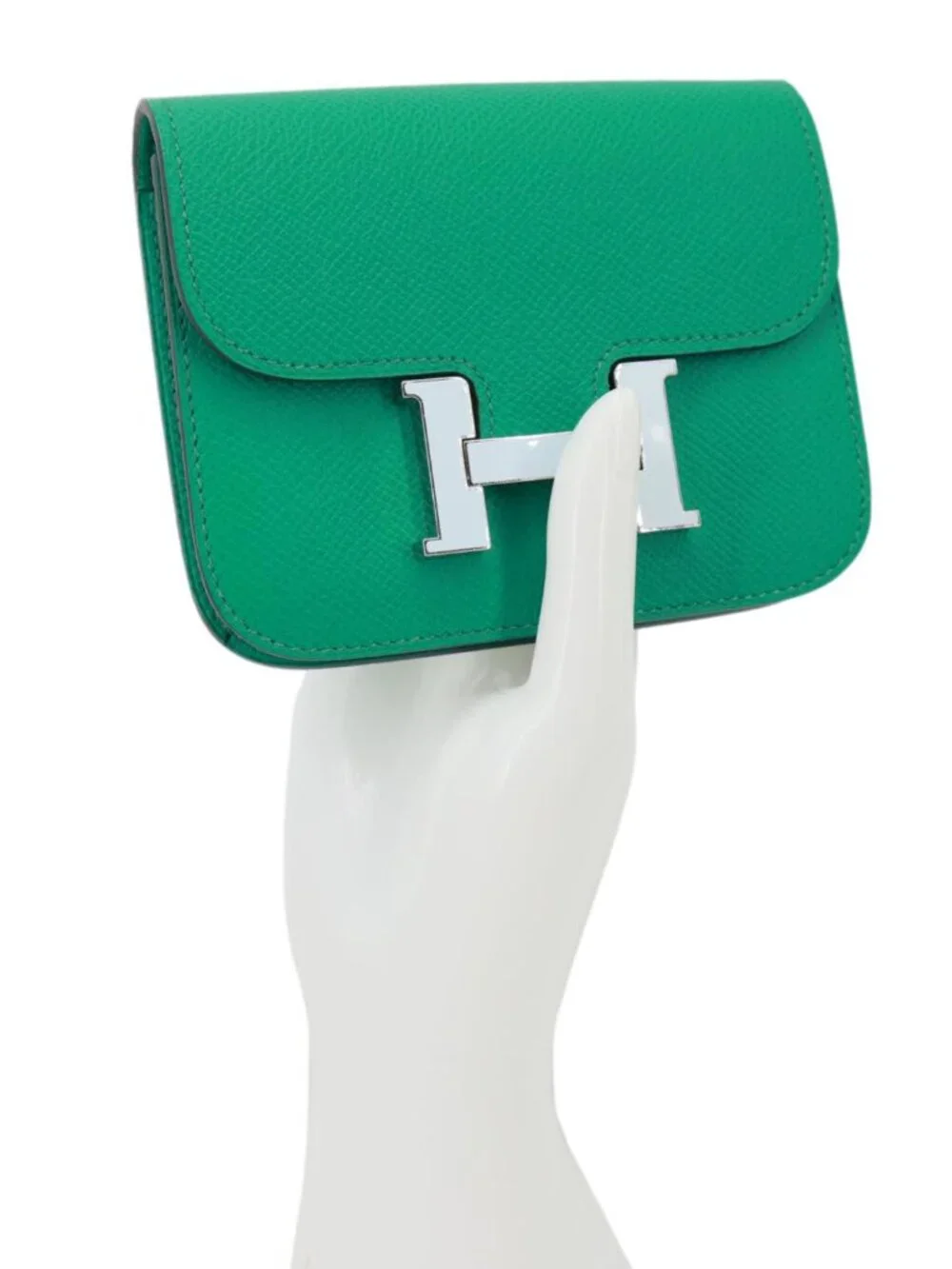 Hermes Constance Slim Grained Calfskin Leather Wallet Vert Vertigo